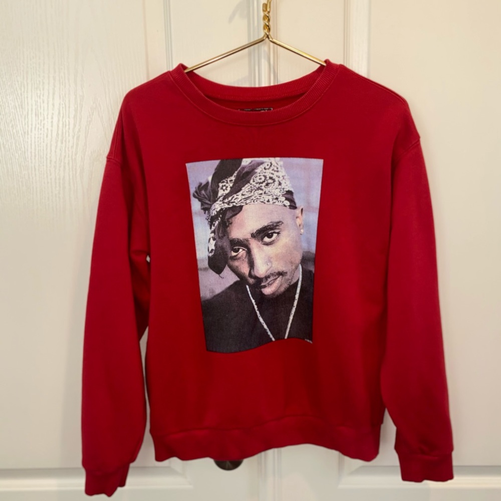 Tupac Shakur All Eyez On Me Red Sweatshirt S Small 2PAC HIP-HOP Official 2018